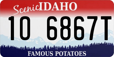 ID license plate 1O6867T