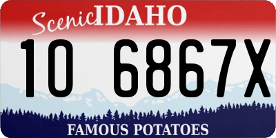 ID license plate 1O6867X