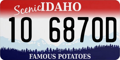 ID license plate 1O6870D