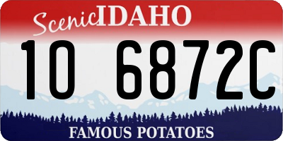 ID license plate 1O6872C