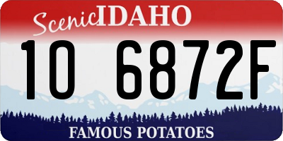 ID license plate 1O6872F