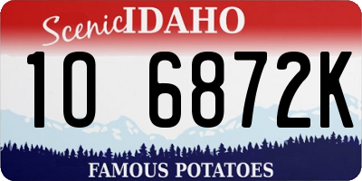 ID license plate 1O6872K