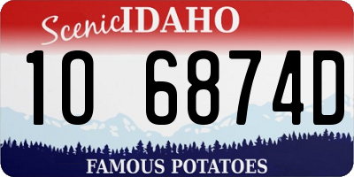 ID license plate 1O6874D
