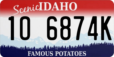 ID license plate 1O6874K