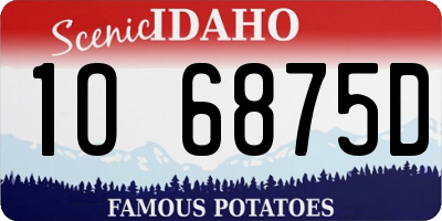 ID license plate 1O6875D