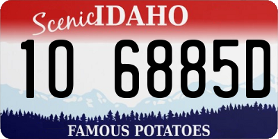 ID license plate 1O6885D