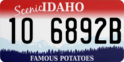 ID license plate 1O6892B