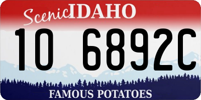 ID license plate 1O6892C