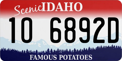 ID license plate 1O6892D