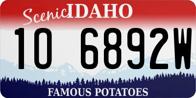 ID license plate 1O6892W