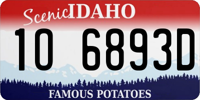 ID license plate 1O6893D