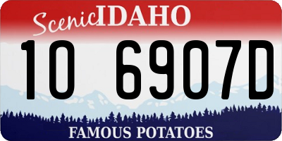 ID license plate 1O6907D