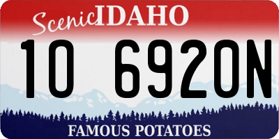 ID license plate 1O6920N