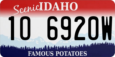 ID license plate 1O6920W