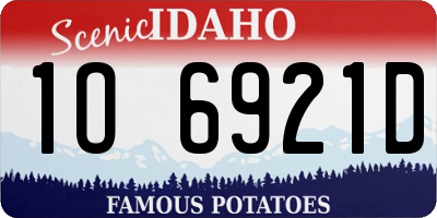 ID license plate 1O6921D