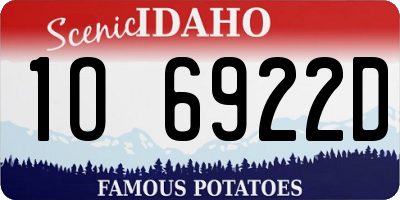 ID license plate 1O6922D