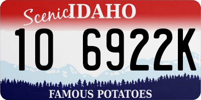 ID license plate 1O6922K