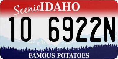 ID license plate 1O6922N