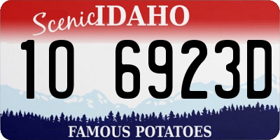 ID license plate 1O6923D