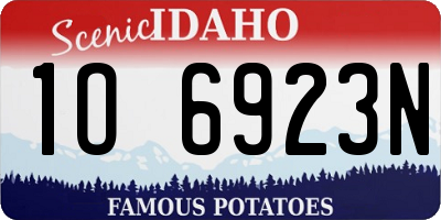 ID license plate 1O6923N