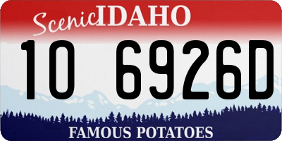 ID license plate 1O6926D
