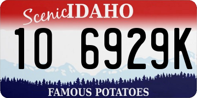 ID license plate 1O6929K