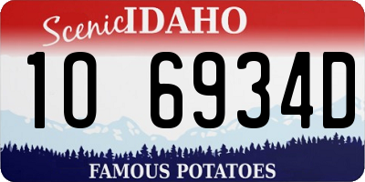 ID license plate 1O6934D