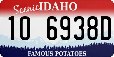 ID license plate 1O6938D