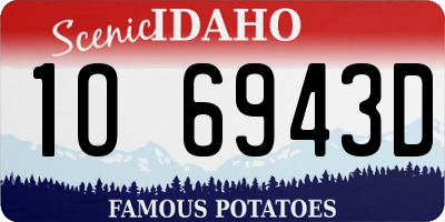 ID license plate 1O6943D