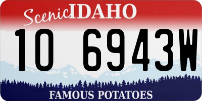 ID license plate 1O6943W