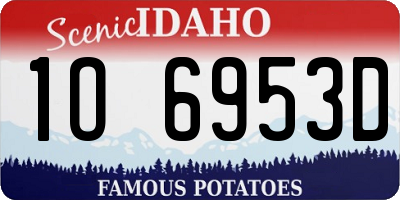 ID license plate 1O6953D