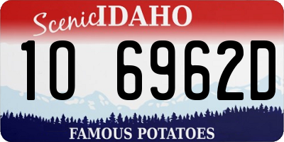ID license plate 1O6962D