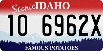 ID license plate 1O6962X