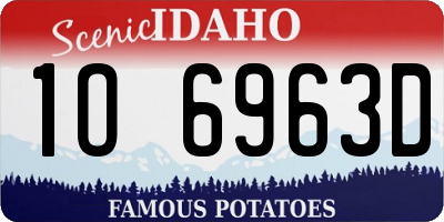 ID license plate 1O6963D