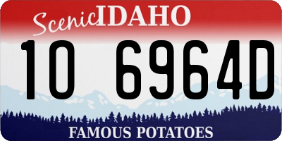 ID license plate 1O6964D