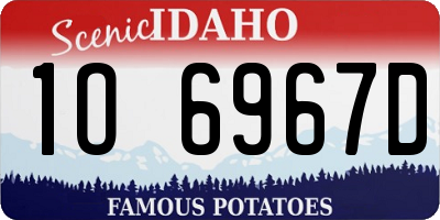 ID license plate 1O6967D
