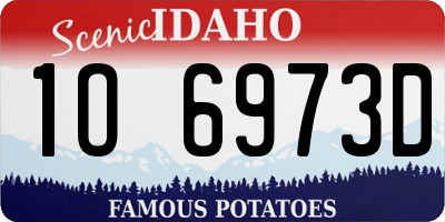 ID license plate 1O6973D