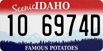ID license plate 1O6974D