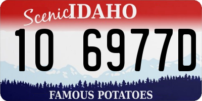 ID license plate 1O6977D
