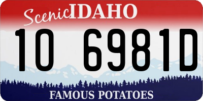 ID license plate 1O6981D
