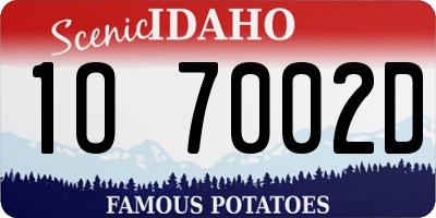 ID license plate 1O7002D