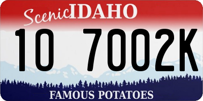 ID license plate 1O7002K