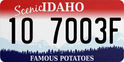 ID license plate 1O7003F