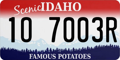 ID license plate 1O7003R