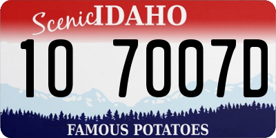 ID license plate 1O7007D
