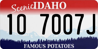 ID license plate 1O7007J