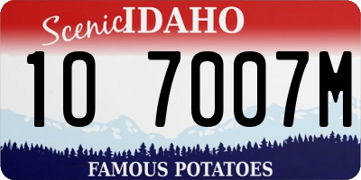 ID license plate 1O7007M