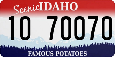 ID license plate 1O7007O