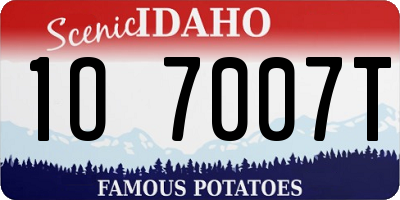 ID license plate 1O7007T