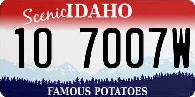 ID license plate 1O7007W